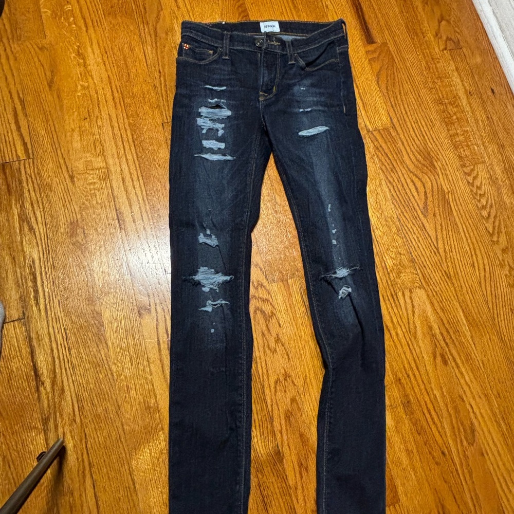 Hudson Jeans Women's Midnight Blue Ripped Skinny Jeans